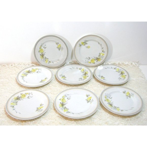Limoges, Eight 6 1/2" Bread Plates, Yellow Roses Charles Ahrenfeldt - Picture 4 of 6